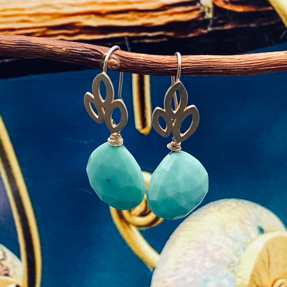 Green Amazonite statement drop earrings